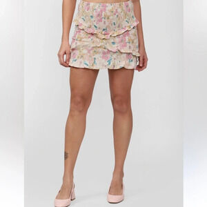 FOREVER 21 smocked floral print ruffle skirt size M